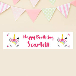 Unicorn Eyes Birthday Personalised Banner - Your Choice of Words