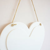 Hanging Sign White Heart 215x218mm