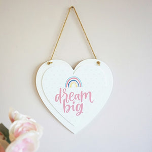 Hanging Sign White Heart 215x218mm