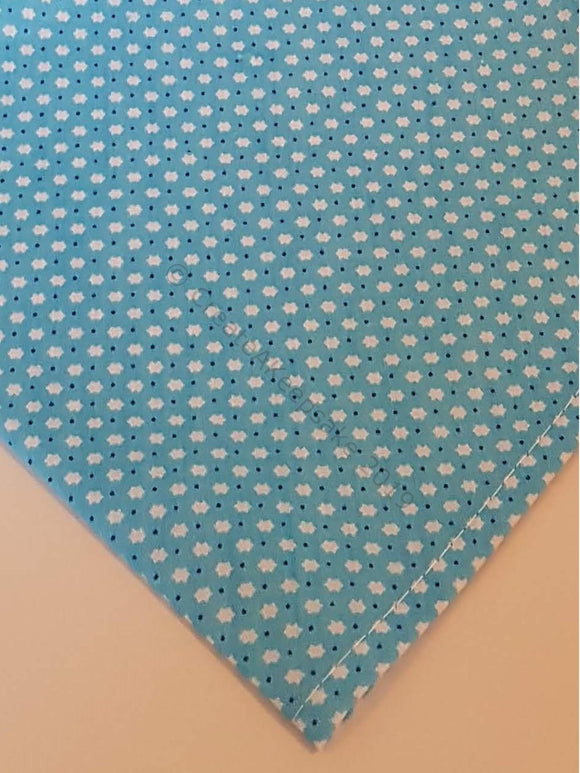 Blue Pet Bandana With White Leaf Pattern - Personalised