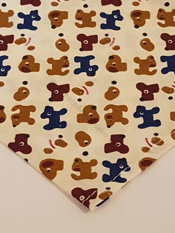 Cream Pet Bandana With Blue Dogs Pattern - Personalised