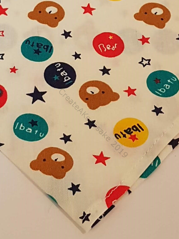 Cream Pet Bandana With Teddy Pattern (Ibatu Is Maltese For Bear) - Personalised