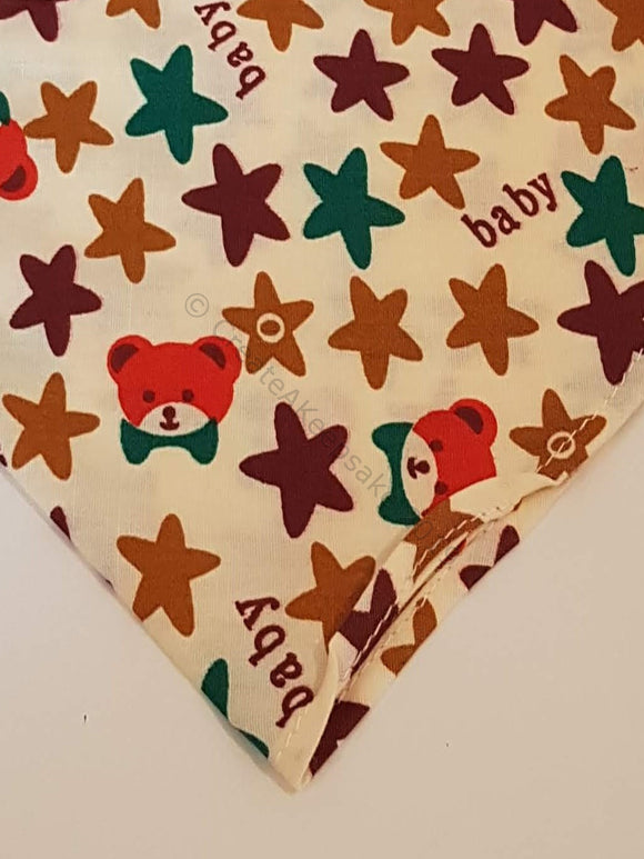 Cream Pet Bandana With Big Stars And Baby Teddy Pattern - Personalised