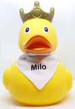 Yellow XXL 25cm Rubber Duck with Crown and Printed Bandana - Vinyl Personalised