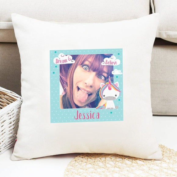 Dream Believe Unicorn - Cushion with Photo