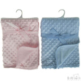 Blue Coral Fleece Baby Wrap Blanket - Personalised