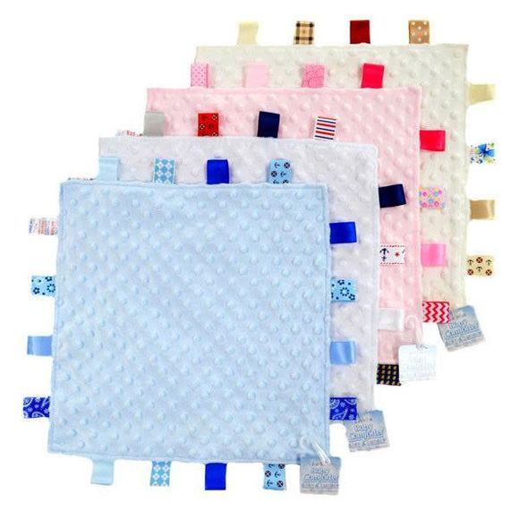 Cream Minky Dimple Fabric Comforter with Satin Tags - Personalised